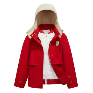 FILA斐乐儿童童装羽绒服2026年春季新款女中大童新年款羽绒两件套