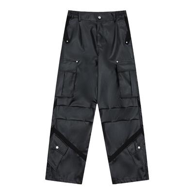 BTSG美式复古亮面皮裤休闲裤工装