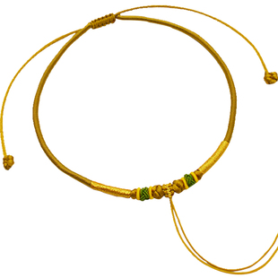 宝宝金锁编绳婴儿项圈挂绳儿童黄金吊坠绳手工编织项链长命锁红绳