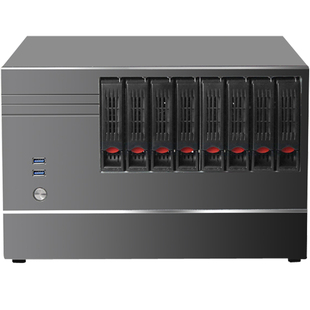 NAS机箱8个热插拔MATX主板3.0USB多盘位全高显卡黑群晖电脑服务器