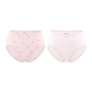 全棉时代2条装少女纯棉内裤大童三角裤女童四角裤初中生平角短裤