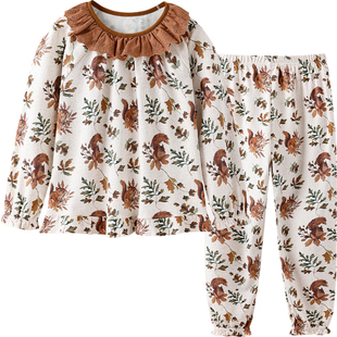 英氏儿童睡衣女童春秋2026年新款全纯棉a类家居服北欧风居家套装