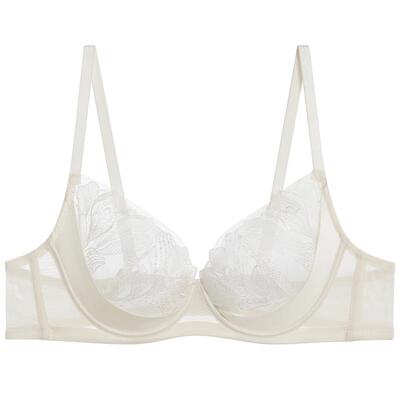 爱慕一路生花内衣女轻薄杯软支撑性感蕾丝大胸显小文胸AM13A991