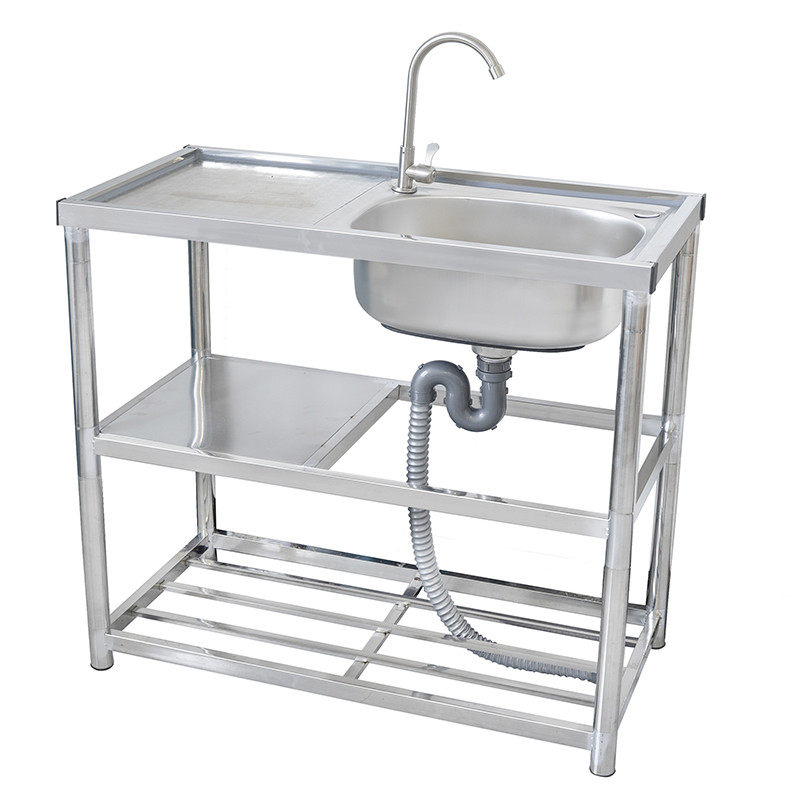 厨房不锈钢水槽水池洗菜盆洗碗池带支架工作台洗手台盆置物架家用