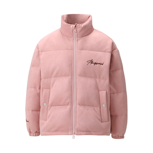 ALLIN 立领刺绣羽绒服男女款冬季鸭绒加厚保暖防寒服情侣短款外套