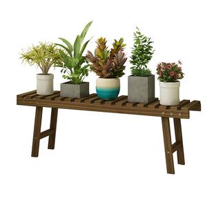 实木花架子客厅落地式多肉阳台置物架长条凳单层室内飘窗植物托架