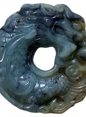 新天然岫玉鱼龙吊坠挂件地球蓝俏色岫岩玉石玉鱼化龙挂坠龙扣项链