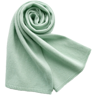 清新薄荷绿薄羊毛小围巾女2024冬季新款纯色毛线针织围脖百搭保暖