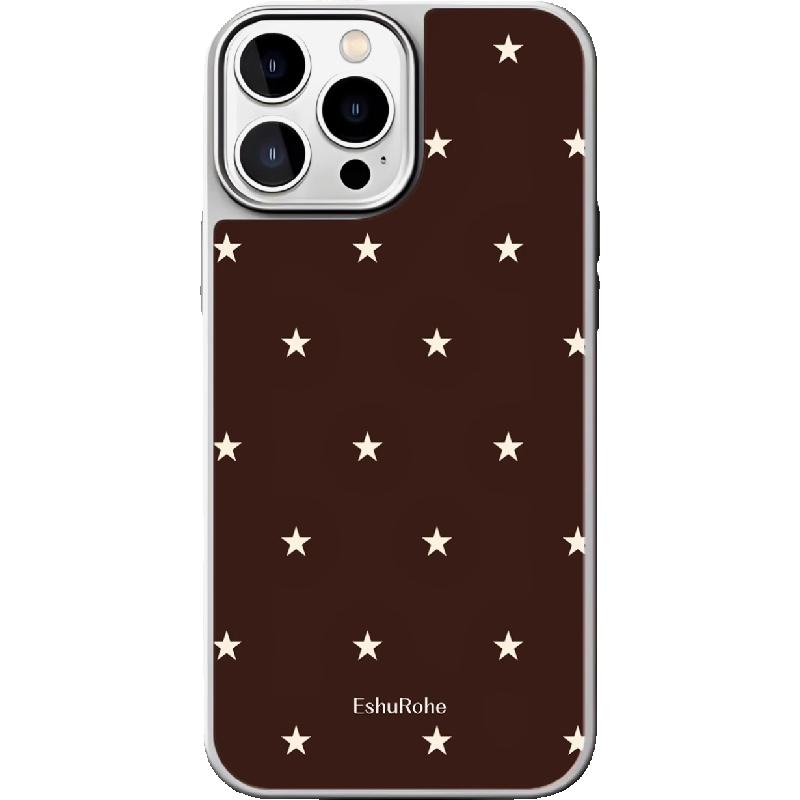 EshuRohe法式栗棕咖色星星简约苹果iPhone17手机壳18promax小众原创高级感15plus14银框亮面新款
