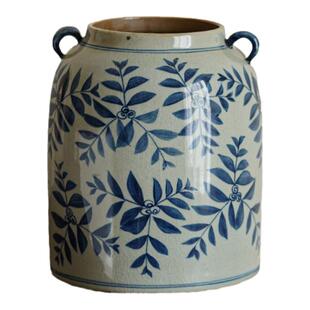 陶美集全手绘青花瓷花瓶景德镇复古仿古花器花插中式陶罐插花摆件