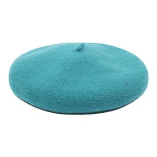 蓝色系孔雀蓝贝雷帽女秋冬天深蓝浅蓝法式羊毛呢M码保暖韩版帽子