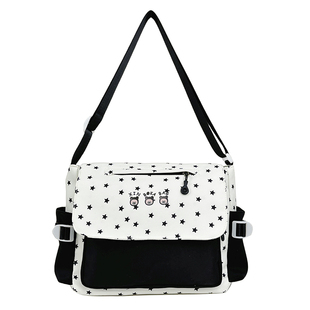 星星帆布包女斜挎单肩包手提书袋百搭大容量学生上课包通勤补习袋