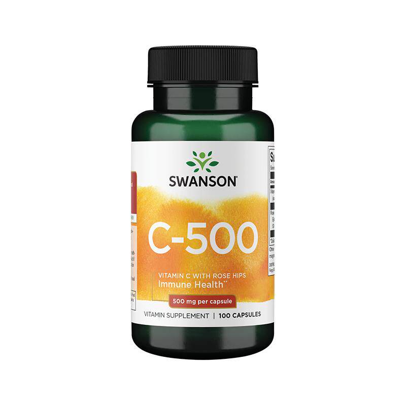 Swanson斯旺森维生素C胶囊100粒500mg美国进口玫瑰果提取物浓缩vc