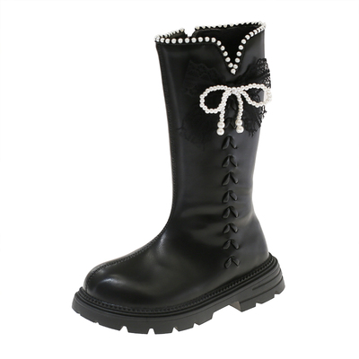 真皮女童高筒靴冬季新款儿童皮靴