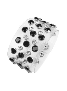 魅力闪亮水钻黑树脂钻朋克风手链