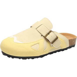 ZHR厚底勃肯鞋女2025夏新款外穿包头半拖鞋一脚蹬复古软底博肯鞋