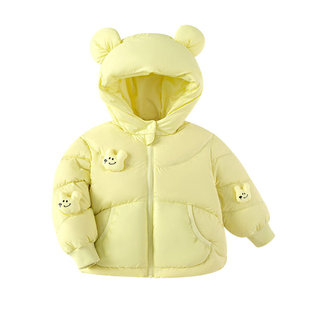 儿童羽绒服女童宝宝加厚保暖外套冬季2025新款连帽上衣面包服男童