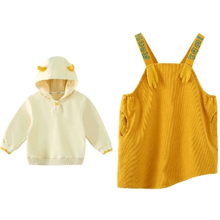 Amila女童时髦套装春秋款儿童宝宝卫衣背带裙两件小孩洋气连衣裙