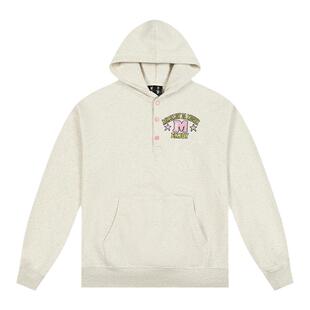 MEDM美式潮牌纽扣刺绣连帽卫衣男女同款春秋季慵懒风复古休闲帽衫