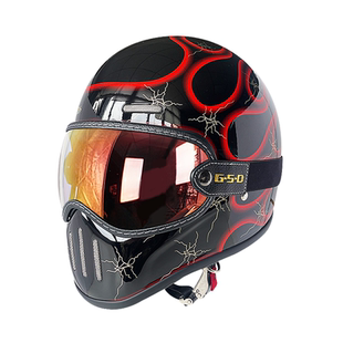 玻璃钢碳纤维复古头盔摩托车全盔男女猪鼻盔哈雷巡航美式哈雷全盔