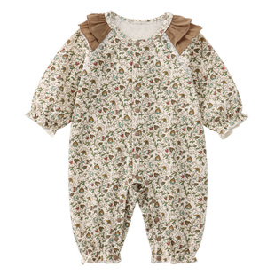 modomoma婴儿衣服小月龄春装连体衣女宝长袖哈衣四季爬服北欧风