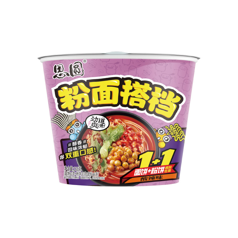 思圆方便面粉丝粉面搭档6桶整箱装混搭组合多口味速食泡面