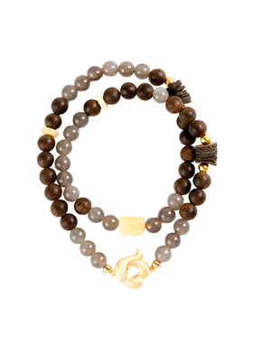 【祥瑞稳财】烟紫玉祥云奇楠沉香蜜蜡双圈手串范李李稳场聚福手链