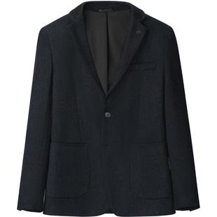 HLA/海澜之家绒感弹力休闲西服男平驳领胸针点缀修身通勤风外套男