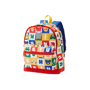 MIKIHOUSE书包消消乐双肩包儿童包包拼色小熊书包背包新