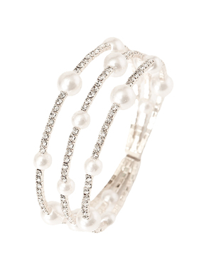 三排大珍珠环绕满钻手镯女高级感