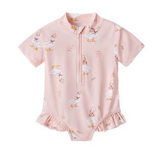 速干防晒儿童泳装女宝宝温泉度假连体游泳衣夏季小童沙滩女童泳衣