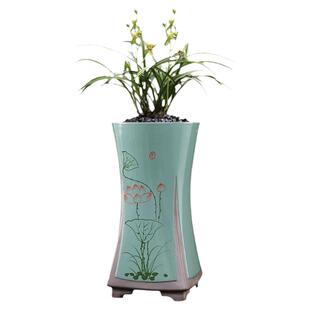 特大号兰花专用花盆陶瓷哥窑紫砂盆景造景盆高款中式室内绿植盆栽
