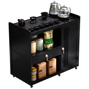 移动茶桌小茶台烧水壶一体家用茶水柜茶车阳台实木茶几煮泡茶桌子