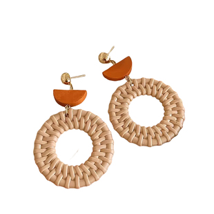 波西米亚民族风流苏耳环女毛线长款小众编织羽毛耳饰2025新款耳钩