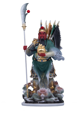 汉白玉关公武财神招财供奉摆件
