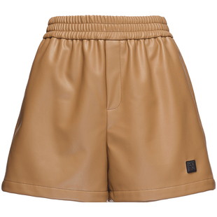 OBEG欧碧倩简约a字高腰PU皮短裤冬季时髦帅气10444051