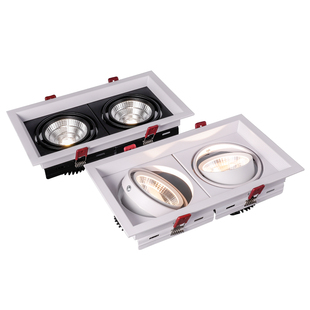 双头斗胆灯嵌入式led长方形cob防眩目射灯三头单头暗装筒灯天花灯