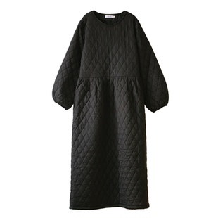减龄气质加棉加厚黑色袍子连衣裙秋冬款原创设计宽松大码显瘦长裙