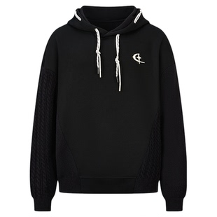 【秦霄贤同款】QUARTER IN NIGHT冬新款毛织拼接加绒连帽卫衣