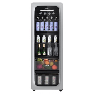 海尔200升元气冰吧小型家用饮料柜客厅冷藏保鲜水果冰箱小红花
