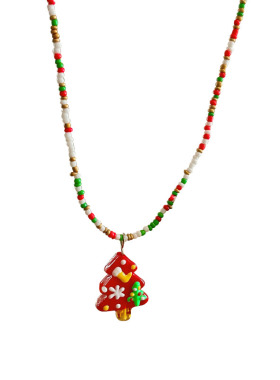 圣诞节彩色串珠项链女款毛衣链
