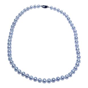 诸暨天然淡水无核珍珠8-9mm近圆款项链颈链强光百搭时尚妈妈链