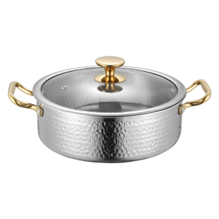 品牌加厚316不锈钢鸳鸯锅锤纹火锅盆家用锅具电磁炉专用2024新款