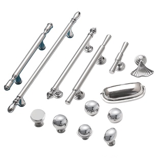 法式实心黄铜亮铬银色衣柜拉手现代简约轻奢奶油风柜门抽屉门把手