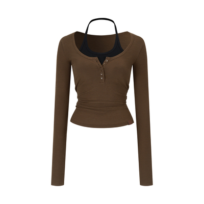 VIAPITTIT恤设计感撞色假两件