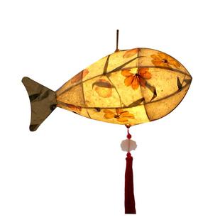 新年元宵节非遗鱼灯手工diy灯笼古风宫灯花草纸发光花灯材料包小