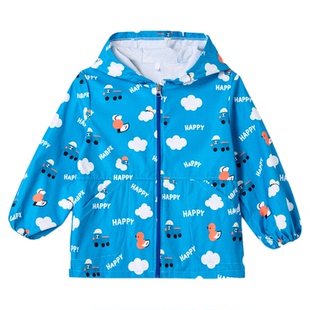 儿童防水罩衣长袖秋冬男孩羽绒服防脏罩衫宝宝幼儿园洋气吃饭衣兜