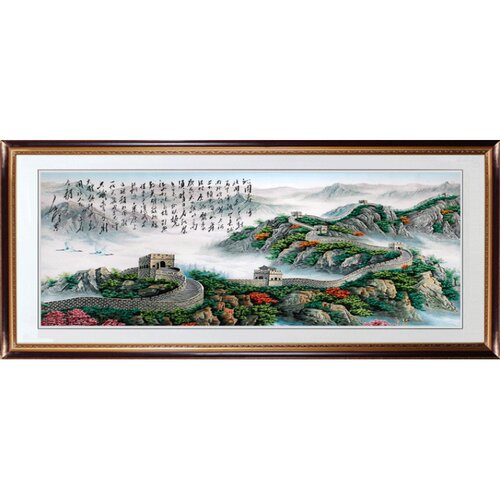 有福湘绣客厅办公室书房刺绣会所装饰画中国名景万里长城礼品