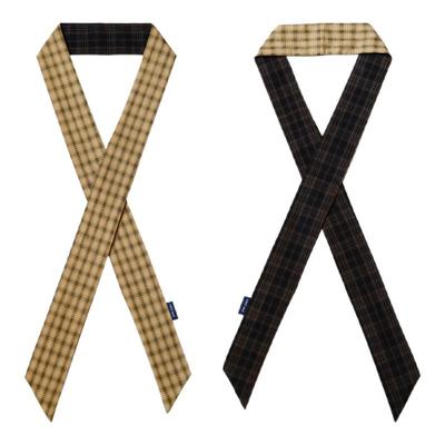 TIRES复古格纹斜巾领带男女百搭
