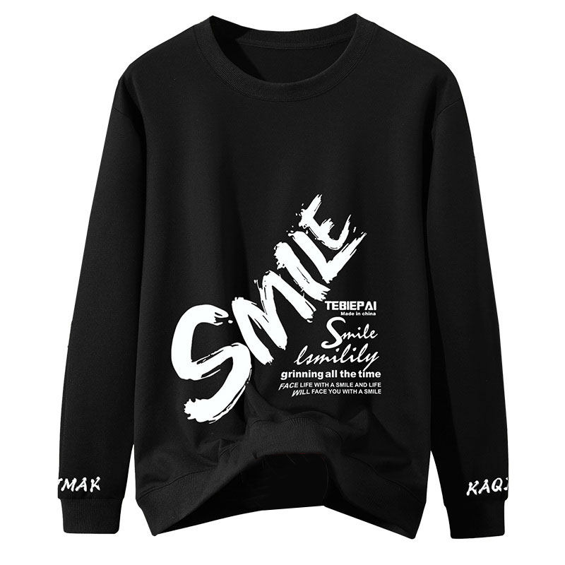 长袖t恤青少年潮流smile大码卫衣